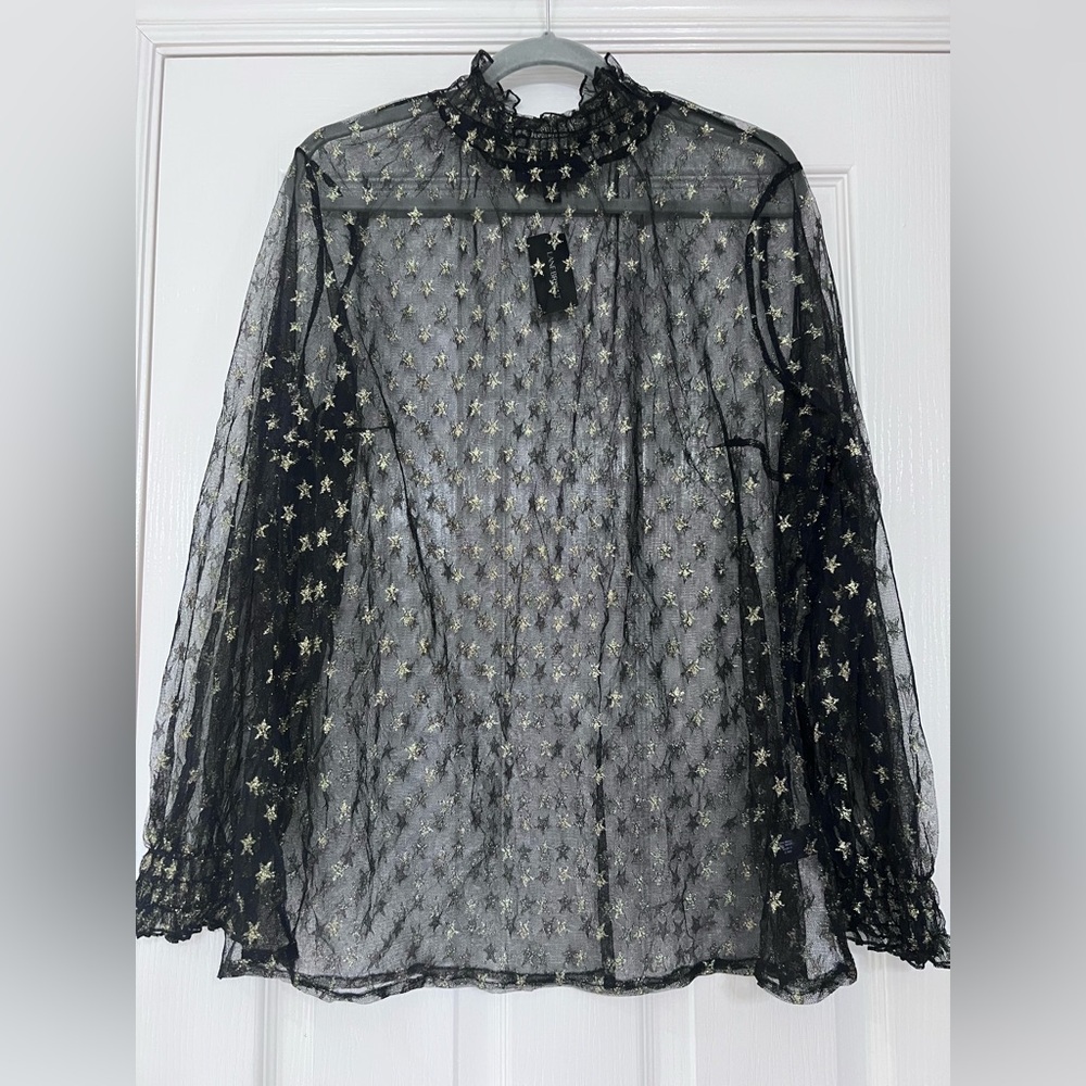 NWT- Lane Bryant Mesh Star Blouse